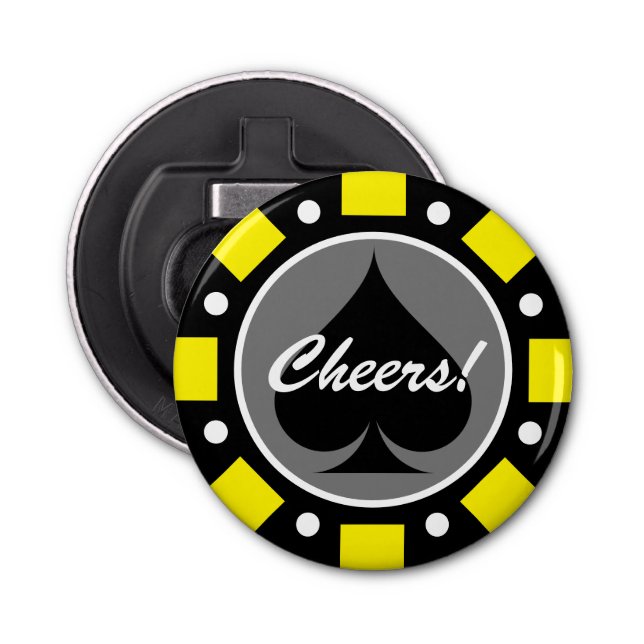 Poker chip bottle opener in custom colour and valu (Front)
