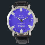 Poker Chip Casino Themed Best Man Gift Watch<br><div class="desc">Las Vegas casino gambling themed wedding best man / groomsman gift watch done in a blue and white poker chip looking dial face.  Personalize all the text fields  to suit your  wedding needs.  Matching products are available.</div>
