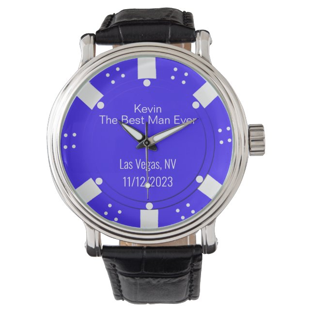 Poker Chip Casino Themed Best Man Gift Watch (Front)