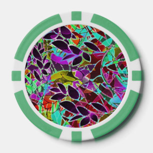 Poker Chip Floral Abstract Artwork
