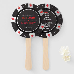 Poker Chip Las Vegas Casino Themed Wedding Program Hand Fan