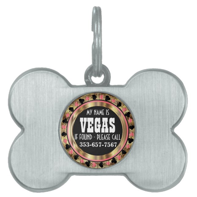 Poker Chip Pink Design | Customize Pet ID Tag (Front)