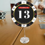 Poker Chip Wedding Reception Table Number<br><div class="desc">Guide your guests in style with this casino poker chip wedding reception table number card in black, white, red, and gold. Perfect for a glamourous casino themed wedding, this design adds a touch of elegance to your celebration. Ideal for couples who love poker and want to make their special day...</div>