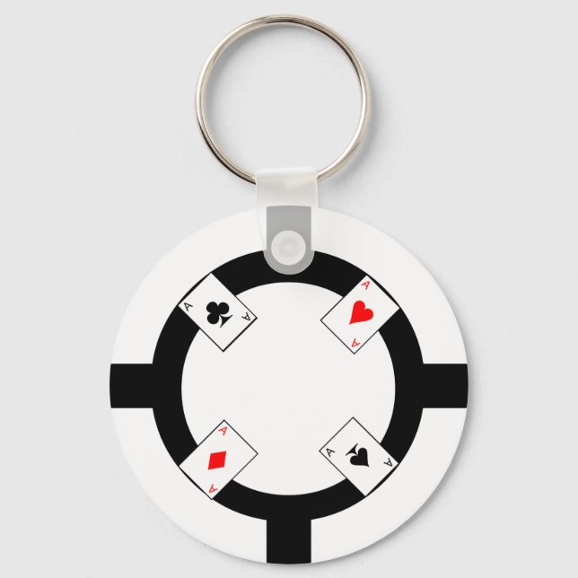 Poker Chip - White Keychain (Front)