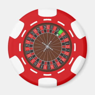 POKER CHIP WITH ROULETTE WHEEL MAGNET