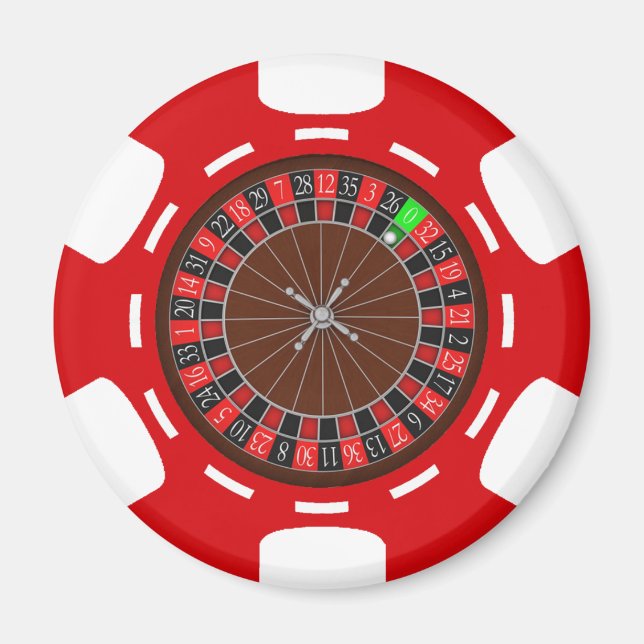 POKER CHIP WITH ROULETTE WHEEL MAGNET (Front)