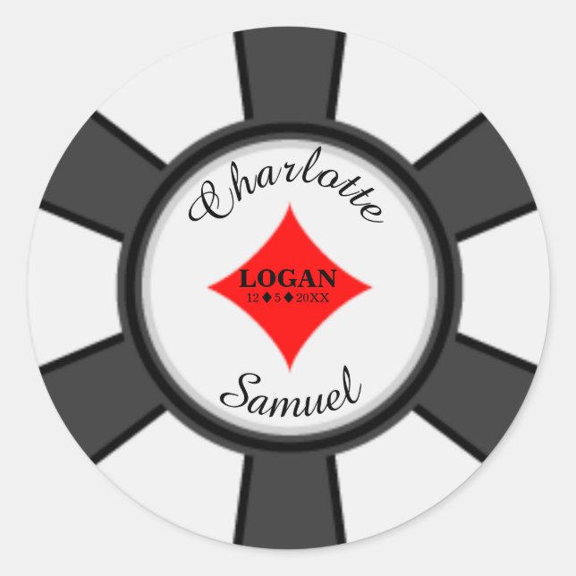 Poker Chips | Vegas Wedding Classic Round Sticker (Front)