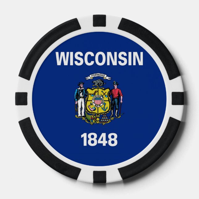 Poker chips with Flag of Wisconsin (Front)
