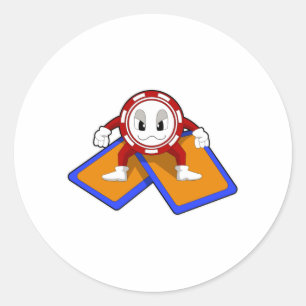 Poker chips with Poker cards Classic Round Sticker