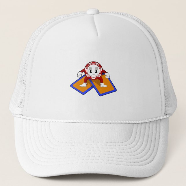 Poker chips with Poker cards Trucker Hat (Front)