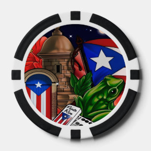 Poker Chips with Puerto Rico Symbols