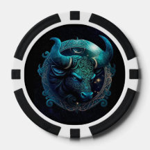 Poker Chips with Taurus Zodiac Symbol