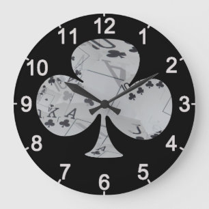Poker Clubs Shape With Inverted Club Cards,  Large Clock