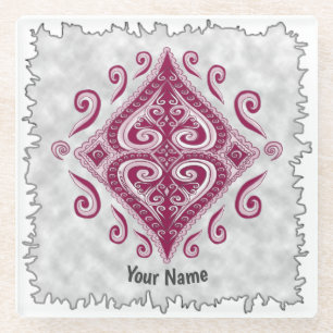 Poker Diamonds Glass Coaster