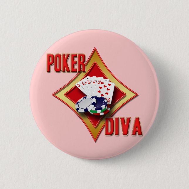 POKER DIVA 2 INCH ROUND BUTTON (Front)