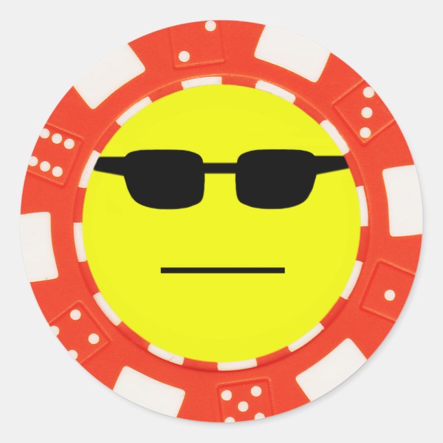 poker face classic round sticker (Front)