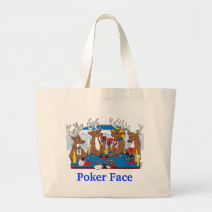 Poker Face Deer Large Tote Bag