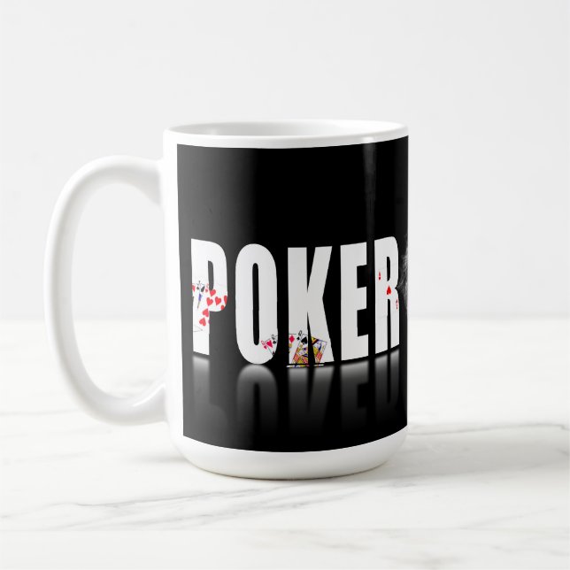 Poker Face text with a blank face Coffee Mug (Left)