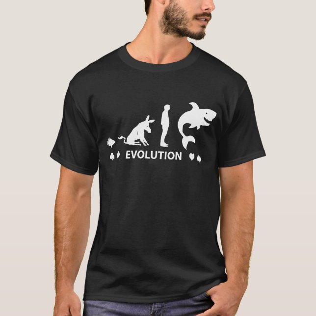 Poker Fish To Shark Evolution Mens Funny Poker T-S T-Shirt (Front)