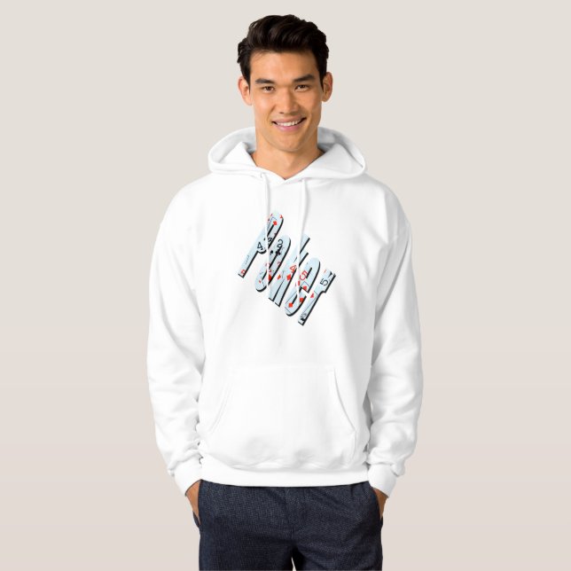 Poker Flush Dimensional Logo Mens White Hoodie (Front Full)