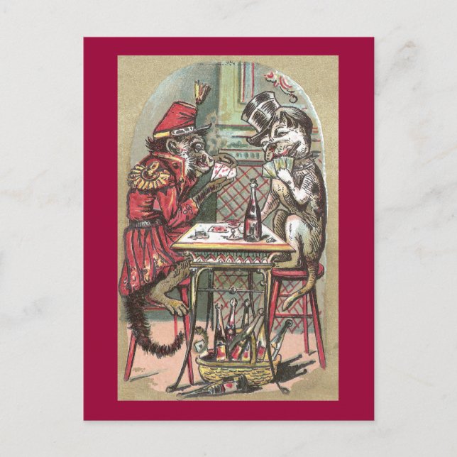 Poker Game Between Monkey & Bulldog Postcard (Front)