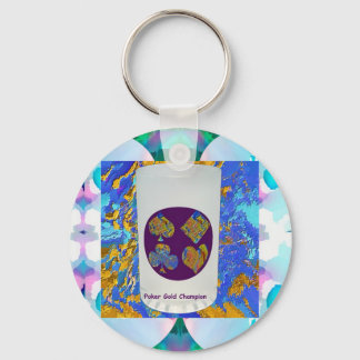 Poker Gold Champion Glass Keychain