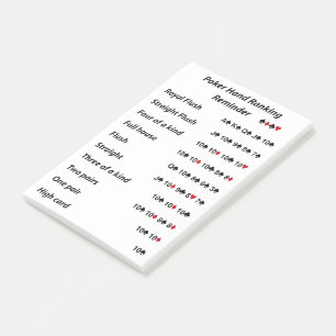 Poker Hand Ranking Reminder Post-it Notes