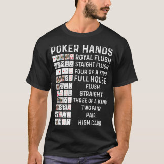 Poker Hands Cheat Sheet Card Casino Games Funny Pl T-Shirt