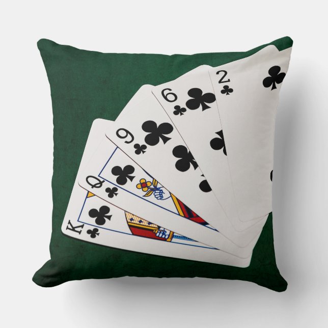 Poker Hands - Flush - Clubs Suit Throw Pillow (Front)