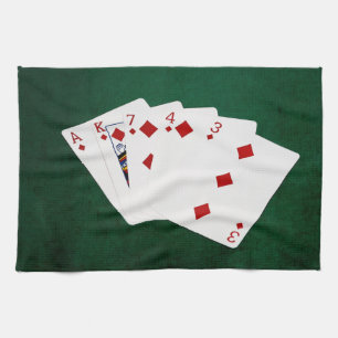 Poker Hands - Flush - Diamonds Suit Kitchen Towel