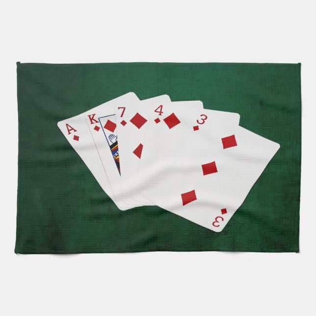 Poker Hands - Flush - Diamonds Suit Kitchen Towel (Horizontal)