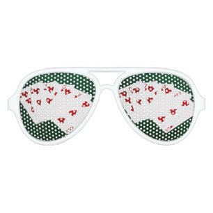 Poker Hands - Flush - Hearts Suit Aviator Sunglasses