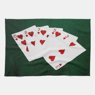 Poker Hands - Flush - Hearts Suit Kitchen Towel