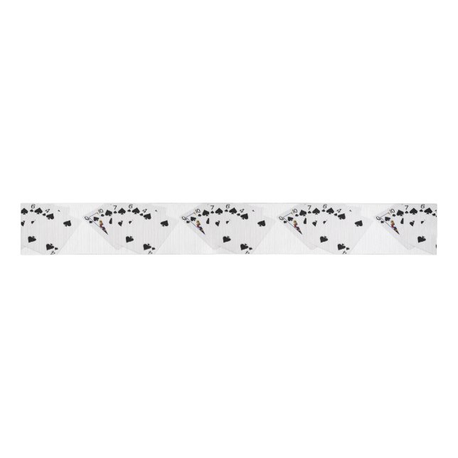 Poker Hands - Flush - Spades Suit Grosgrain Ribbon (Front)
