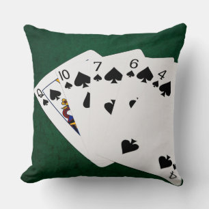 Poker Hands - Flush - Spades Suit Throw Pillow