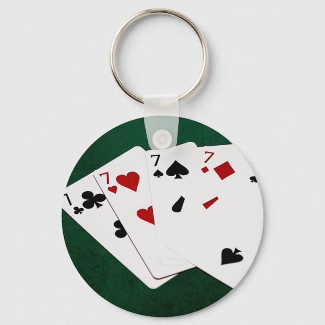 Poker Hands - Four Of A Kind - Sevens and Two Keychain (Front)
