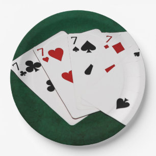 Poker Hands - Four Of A Kind - Sevens and Two Paper Plate