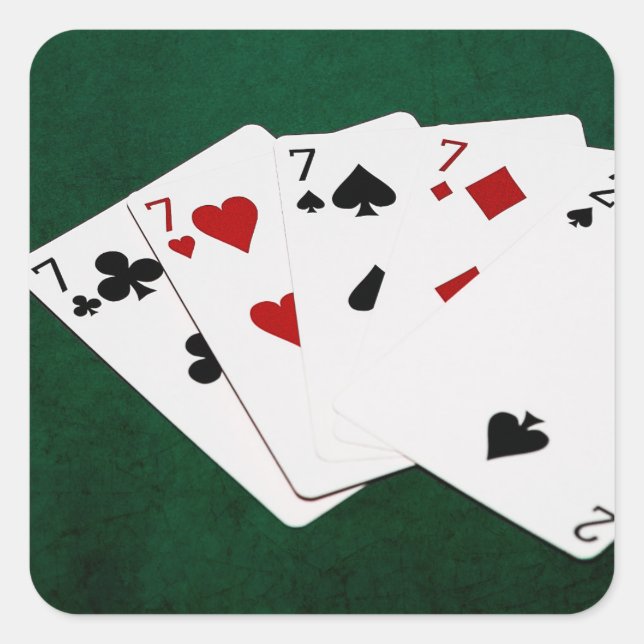 Poker Hands - Four Of A Kind - Sevens and Two Square Sticker (Front)
