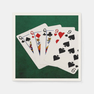 Poker Hands - Full House - Queen and Nine Napkin
