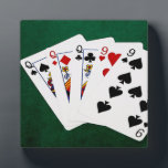 Poker Hands - Full House - Queen and Nine Plaque<br><div class="desc">Five playing cards forming the poker full house hand. Full house is a poker hand that contains three matching cards of one rank and two matching cards of another rank. Between two full houses, the one with the higher-ranking three cards wins. This hand is also known as full boat. This...</div>