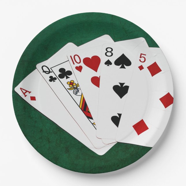 Poker Hands - High Card - Ace Paper Plate (Front)