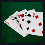 Poker Hands - High Card - Ace Poster<br><div class="desc">Five playing cards forming the poker high card hand. High card is made of any five cards not meeting any of the poker hand requirements. So no hand is made,  and the the hand with the highest card wins. This is a combination with the ace as the highest card.</div>