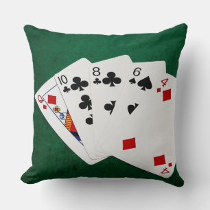 Poker Hands - High Card - Queen Throw Pillow