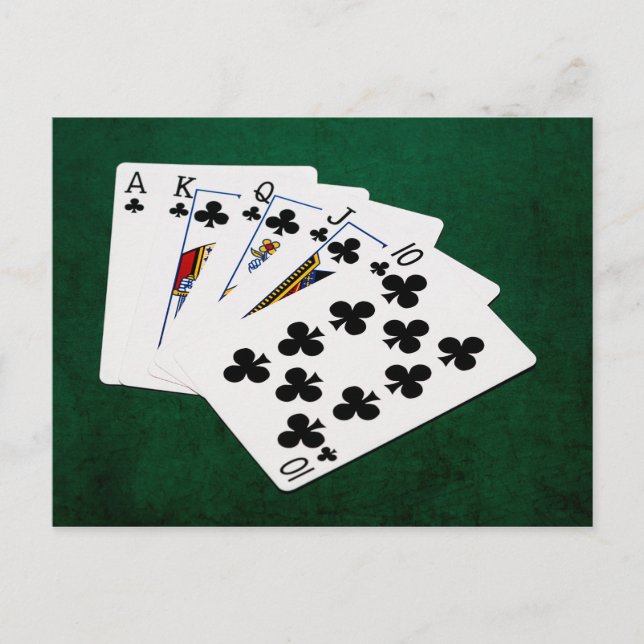 Poker Hands - Royal Flush - Clubs Suit Postcard (Front)
