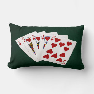 Poker Hands - Royal Flush - Hearts Suit Lumbar Pillow