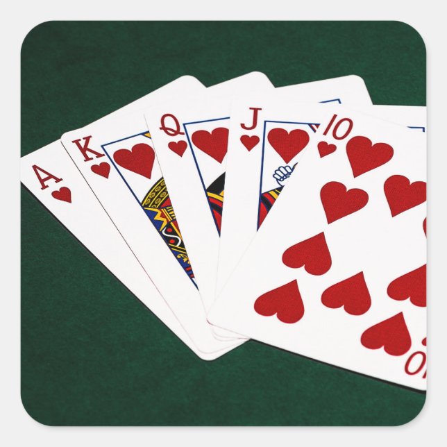 Poker Hands - Royal Flush - Hearts Suit Square Sticker (Front)