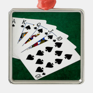 Poker Hands - Royal Flush - Spades Suit Metal Ornament