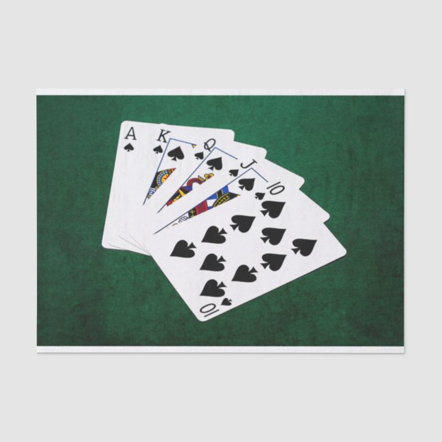 Poker Hands - Royal Flush - Spades Suit Tissue Paper (Front)