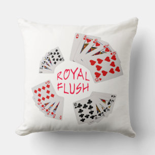 Poker Hands - Royal Flush Throw Pillow