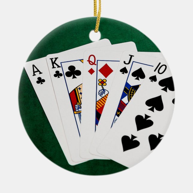 Poker Hands - Straight - Ace To Ten Ceramic Ornament (Front)
